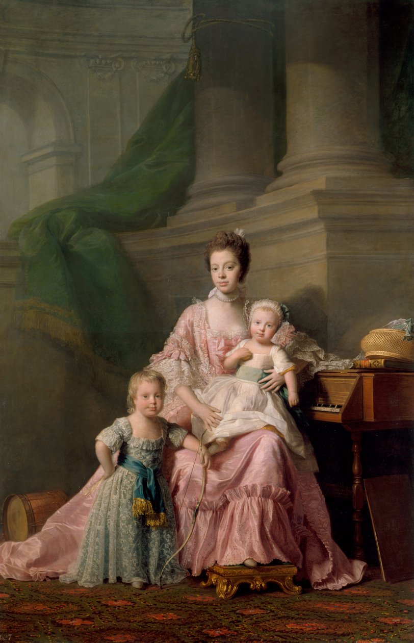 夏洛特女王1744-1818年与她的两个长子，1769年 作者 拉姆齐