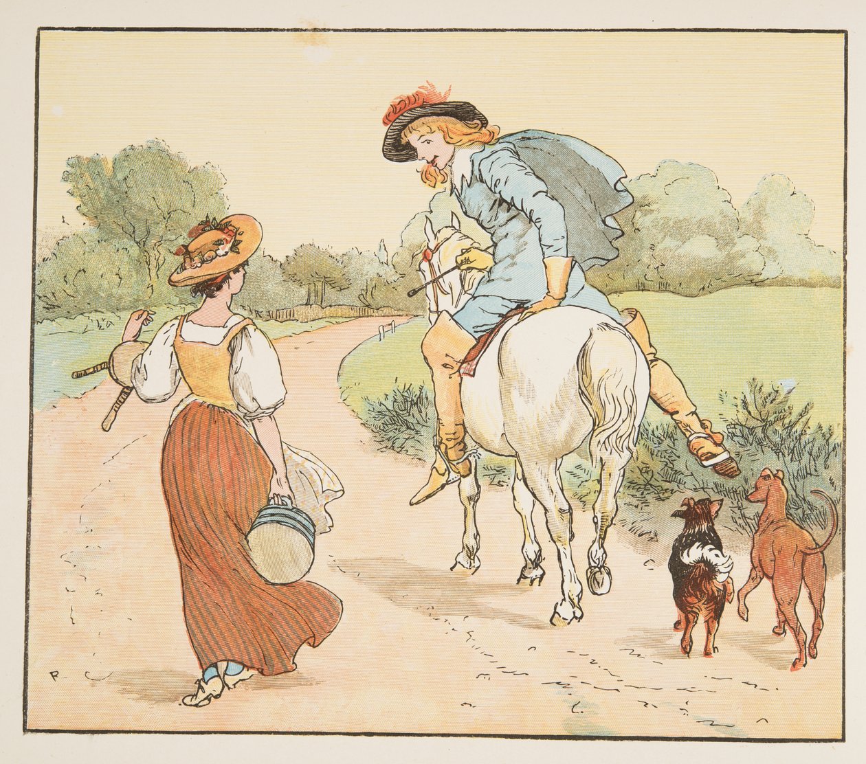 “我可以和你一起去找我漂亮的女仆吗？”，来自The Hey Diddle Diddle Picture Book，pub.1882 作者 伦道夫·卡尔德科特