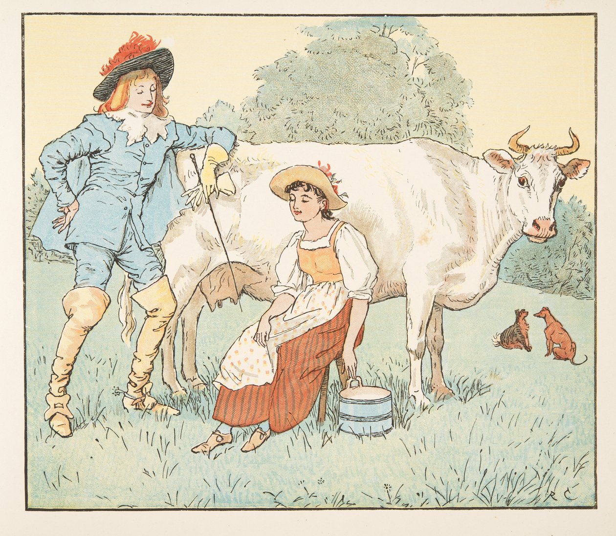“我应该嫁给你我漂亮的女仆吗？”，来自The Hey Diddle Diddle Picture Book，pub.1882 作者 伦道夫·卡尔德科特