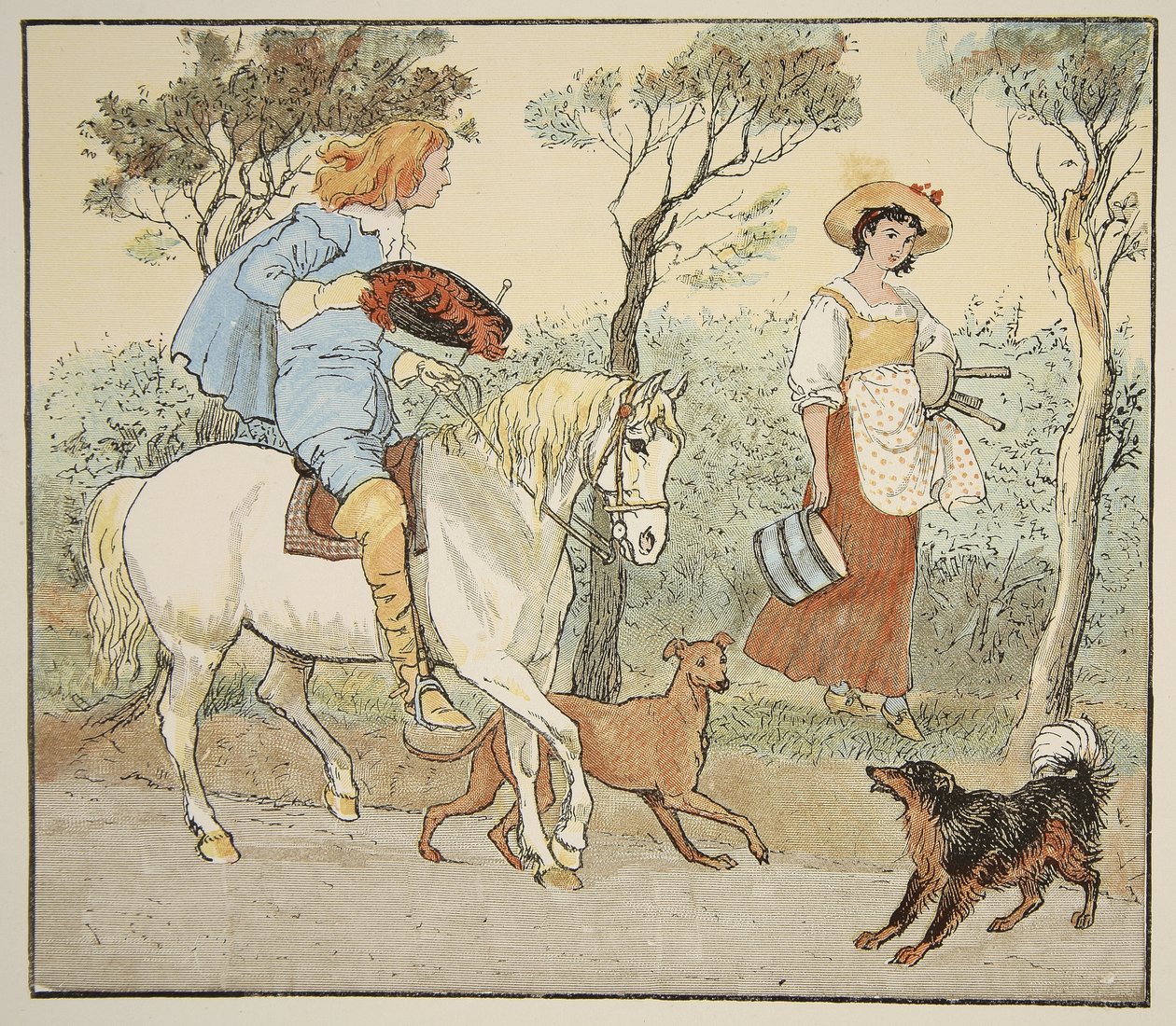 你要去哪里，我的漂亮女仆，来自The Milkmaid，pub的插图。作者：Frederick Warne und Co. 作者 伦道夫·卡尔德科特