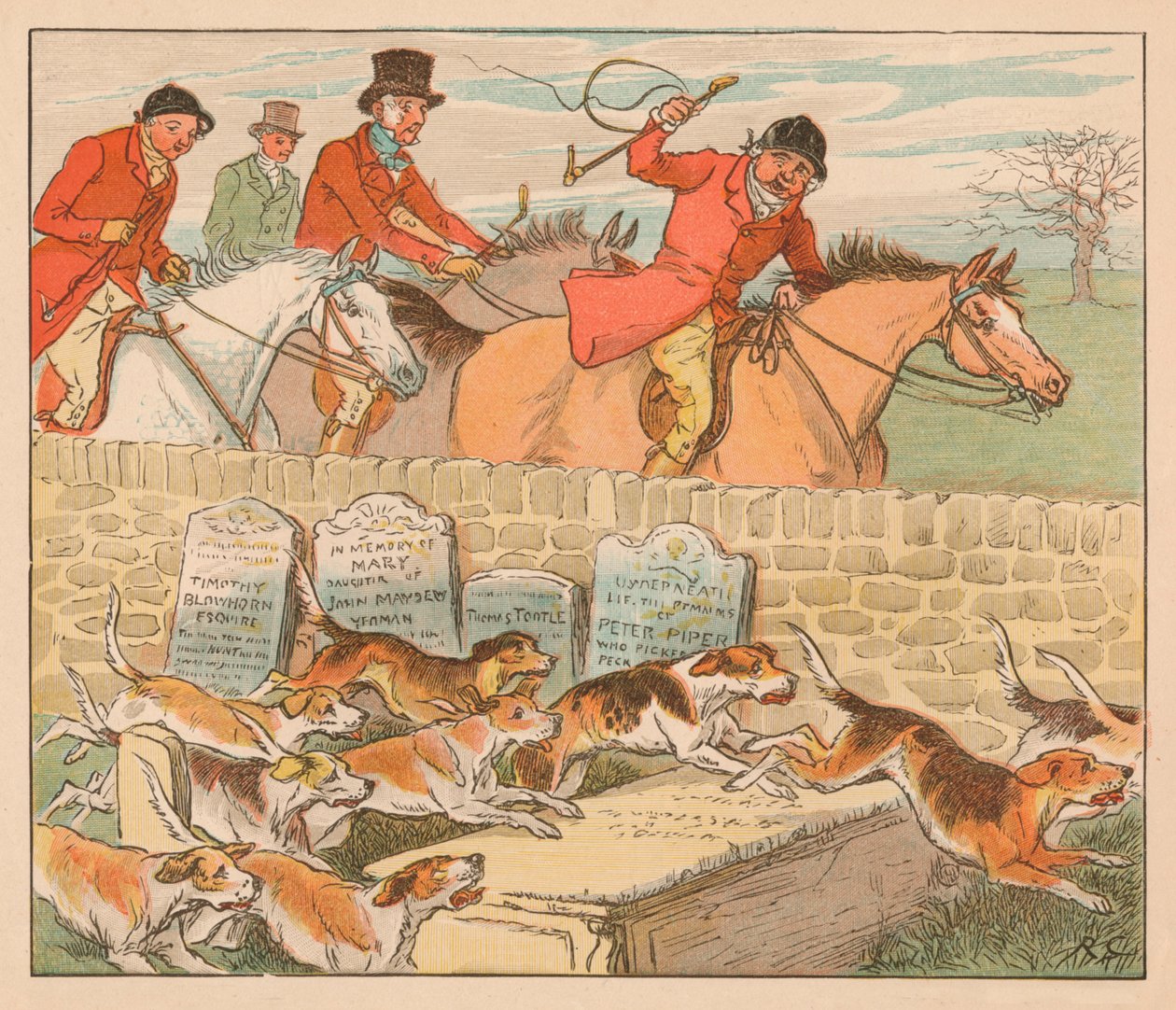 随着猎犬的出现，c1883。 作者 伦道夫·卡尔德科特