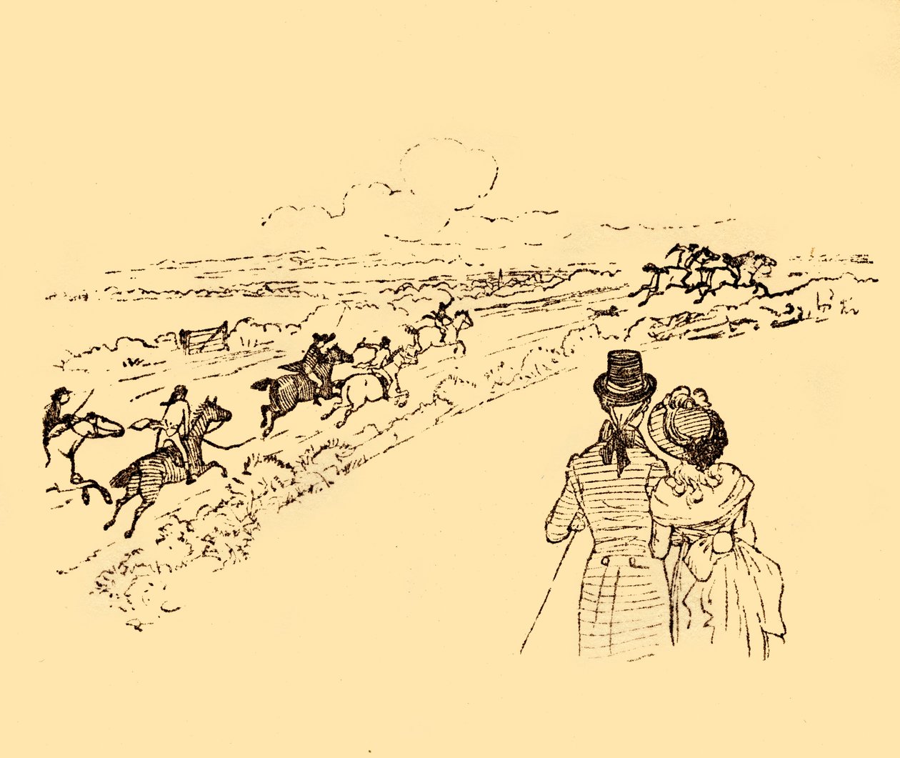 旁观者注视着约翰·吉尔平（John Gilpin）穿越乡村，1878年，c1918年。 作者 伦道夫·卡尔德科特