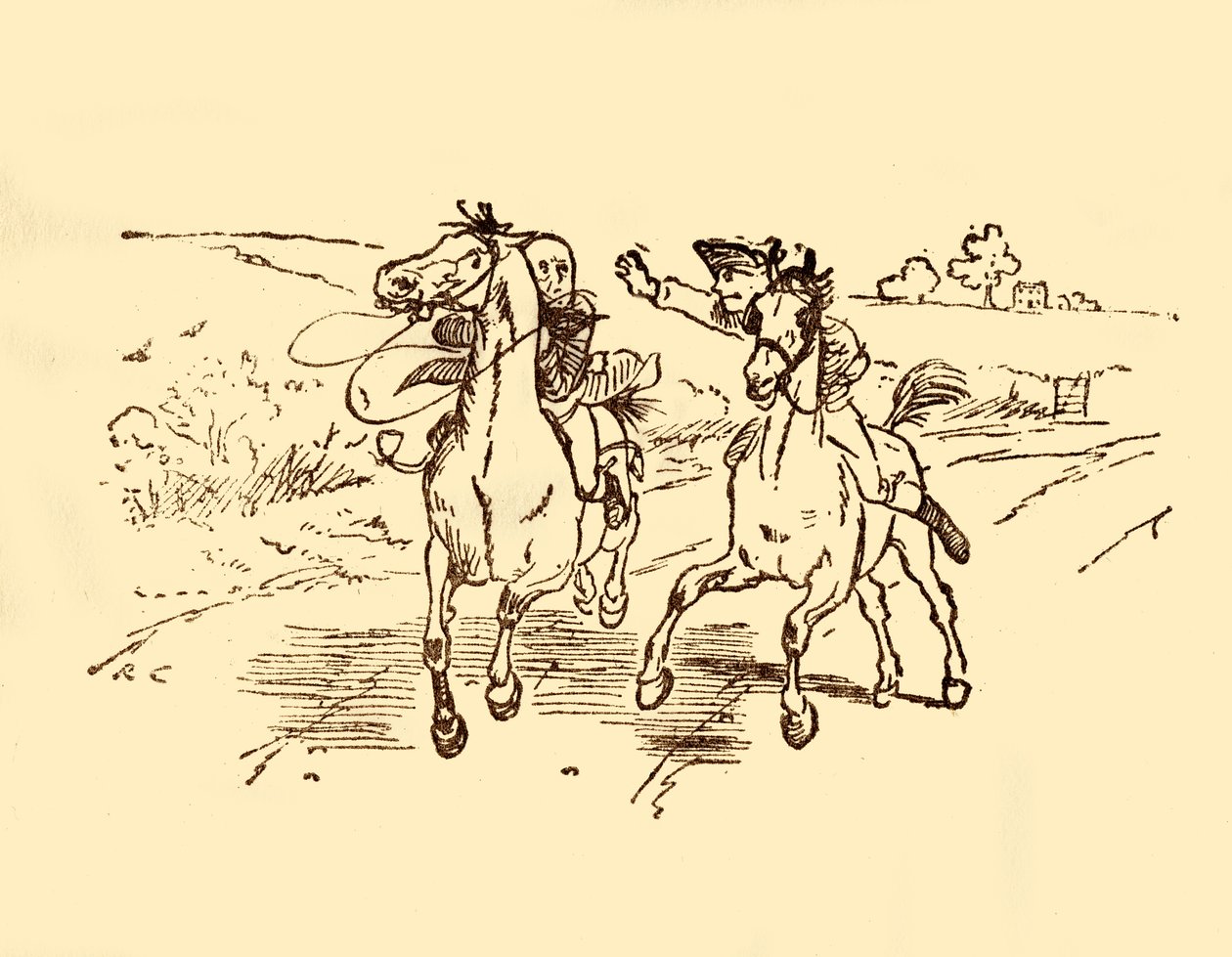约翰·吉尔平（John Gilpin）由邮递员从贝尔旅馆（Bell Inn）找到，1878年，创作于1918年。 作者 伦道夫·卡尔德科特