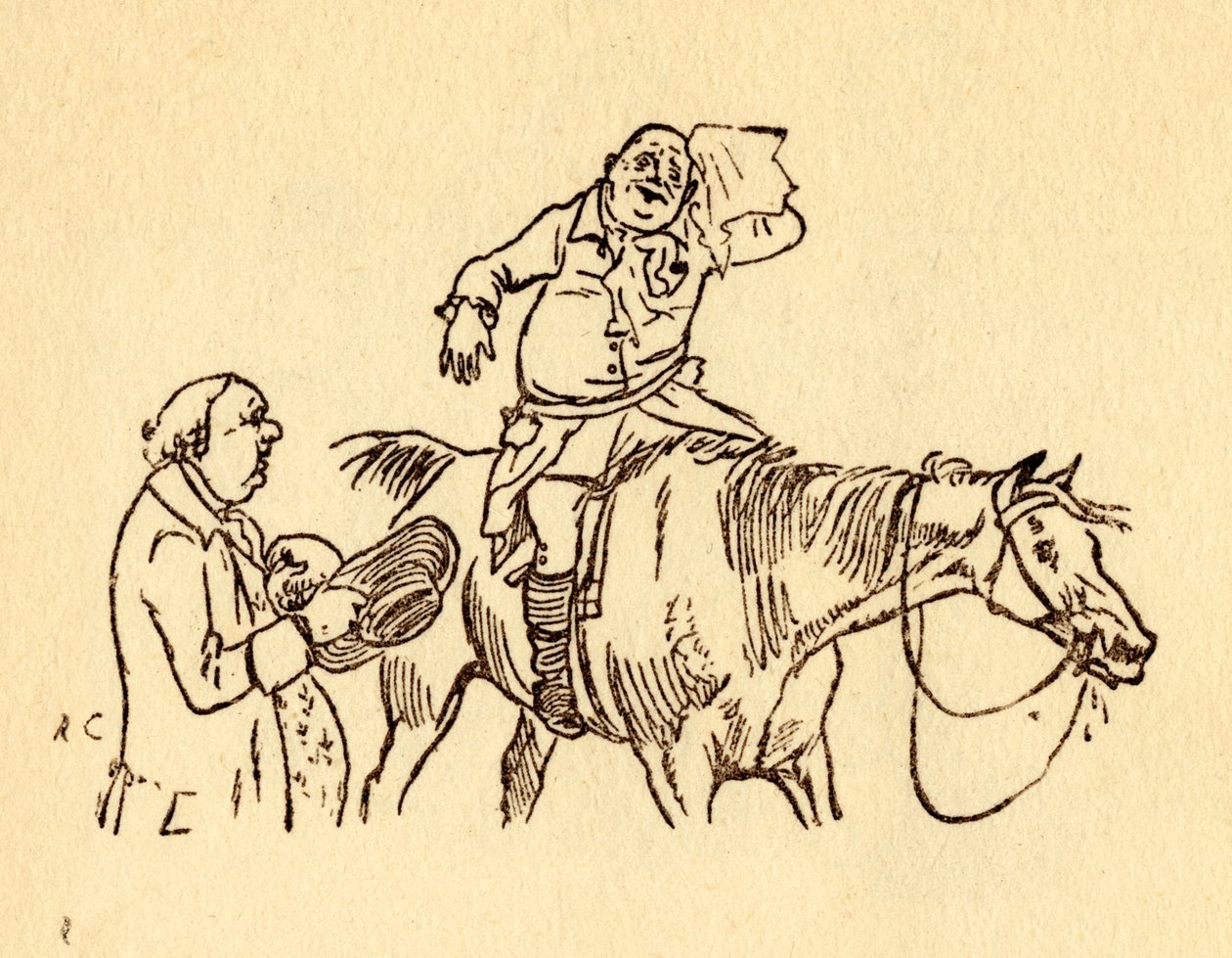 约翰·吉尔平（John Gilpin）用手帕擦拭出汗的额头，1878年，创作于1918年。 作者 伦道夫·卡尔德科特