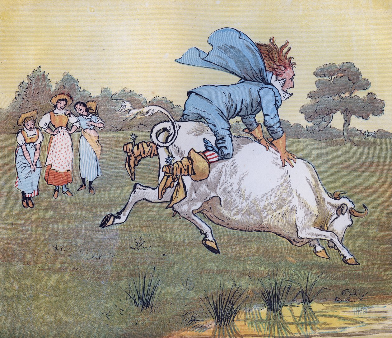 “没有人问过你，先生，”她说。 兰道夫·凯迪克 (Randolph Caldecott) 为童谣《挤奶女工》绘制的插图。 作者 伦道夫·卡尔德科特