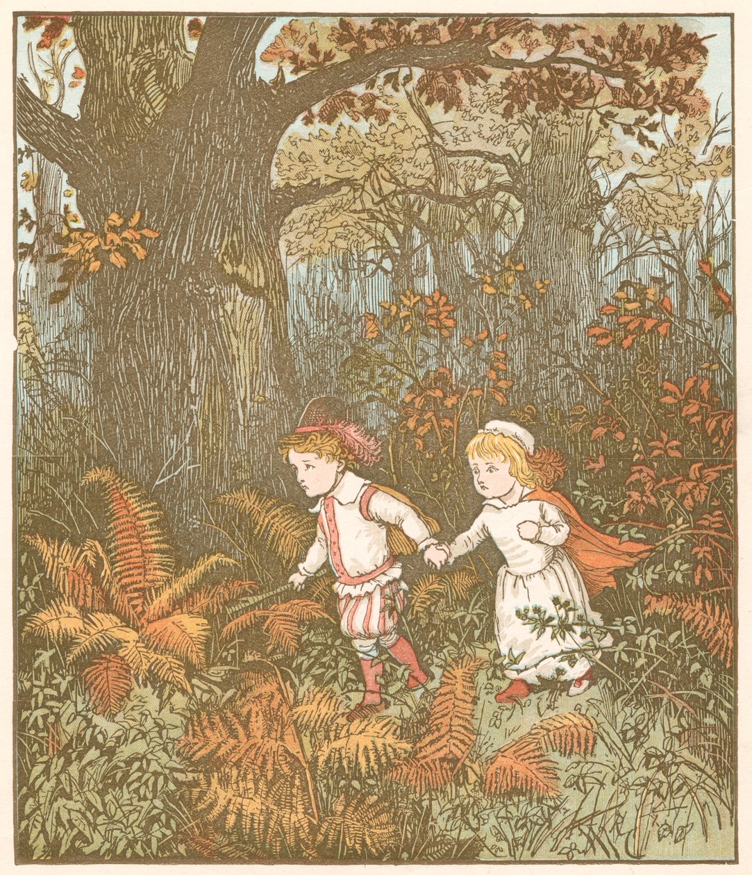 森林里的孩子》的场景，1878年 作者 伦道夫·卡尔德科特