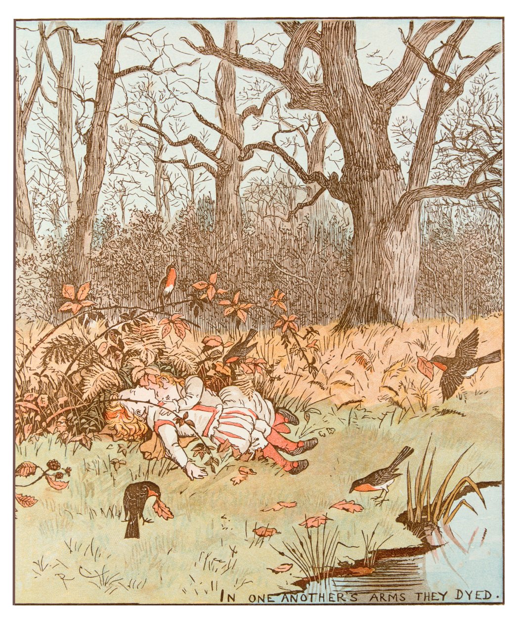 树林中的美女的场景，1878年 作者 伦道夫·卡尔德科特