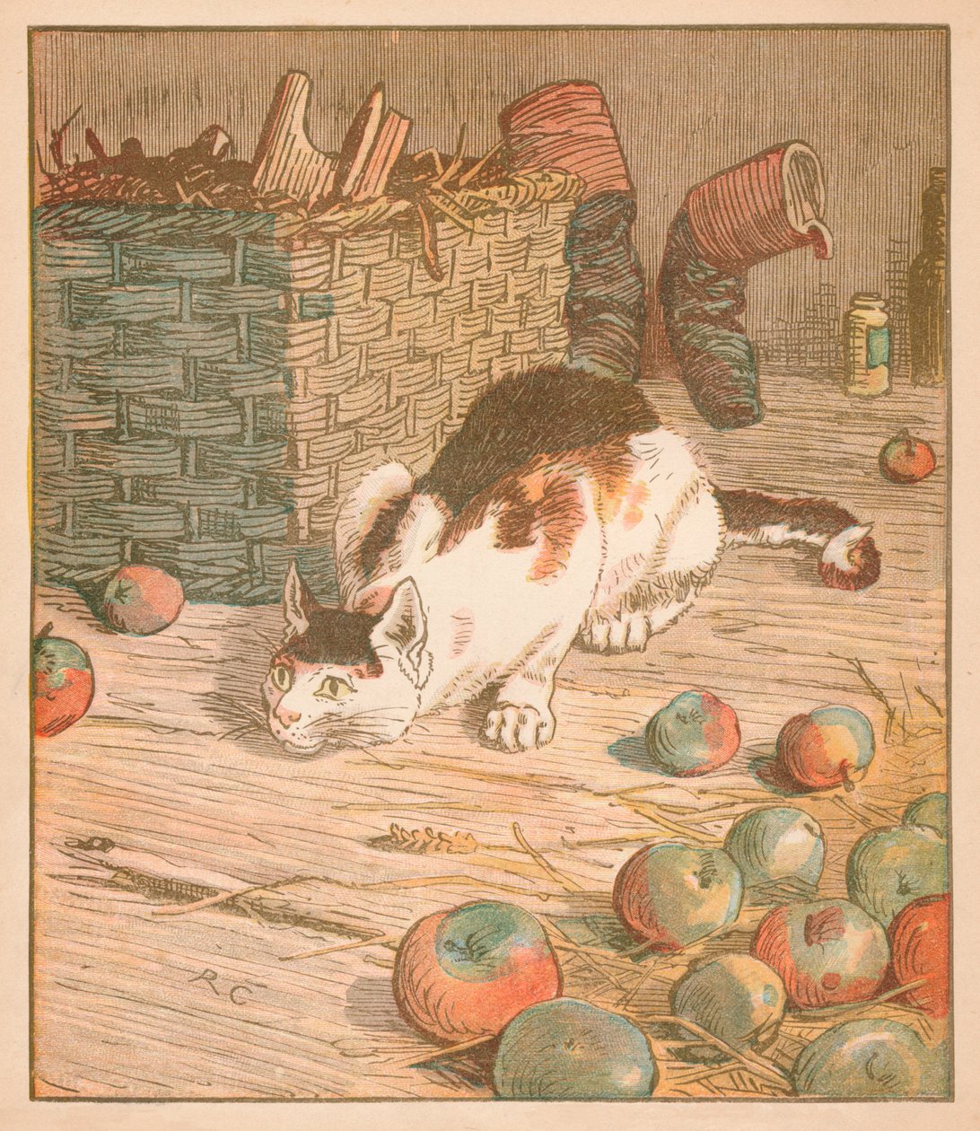 吃老鼠的猫吃了麦芽......，c1878。 作者 伦道夫·卡尔德科特
