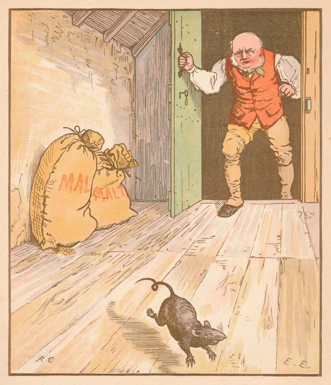 老鼠吃了麦芽……，c1878。 作者 伦道夫·卡尔德科特