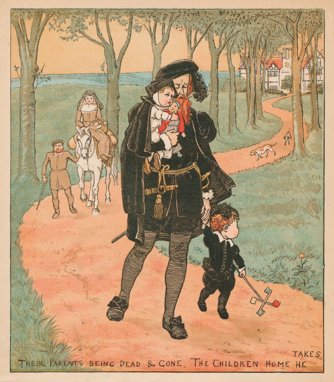 他们的父母去世了，他带回家的孩子们，c1878年。 作者 伦道夫·卡尔德科特