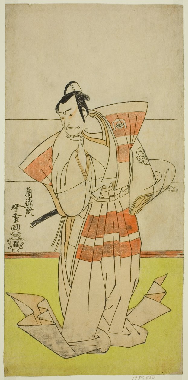 1789 年正月在中村剧场演出的话剧《江户之富士若柳曾我》中饰演工藤助节的演员中村中藏一世 作者 乱石斋