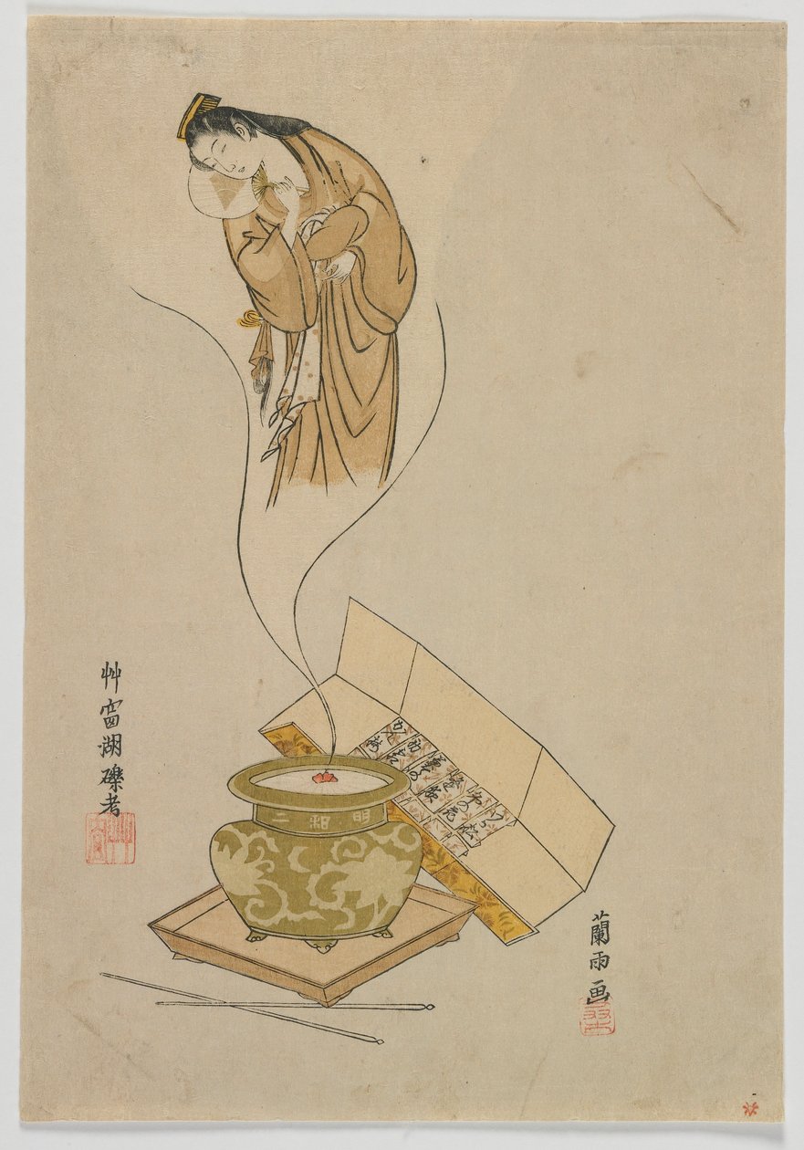 1765年江户时代的妓女的幻影（彩色木版画） 作者 拉努