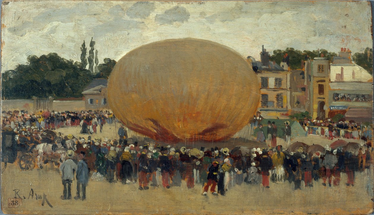 气球绑架，约 1880 年（木板油画） 作者 拉乌尔·约瑟夫·阿鲁斯