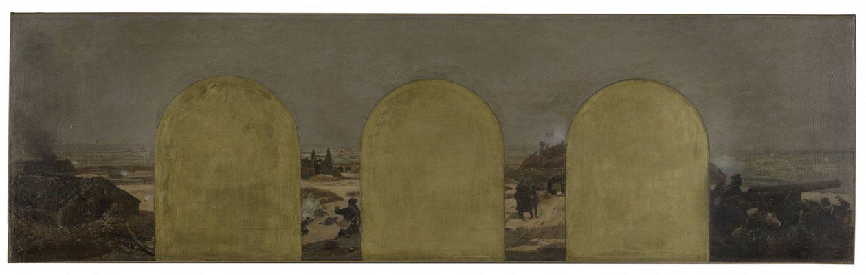 巴黎市政厅厅长内阁草图：城墙上的炮台1870 年巴黎围城 作者 拉乌尔·约瑟夫·阿鲁斯