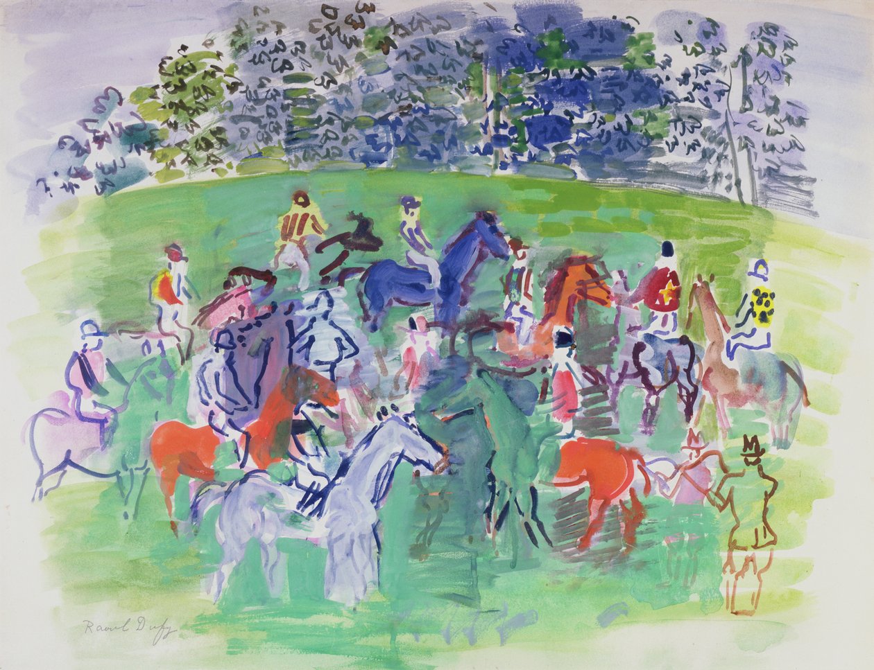 在赛马场，约 1930-50（水粉画） 作者 拉乌尔·杜菲