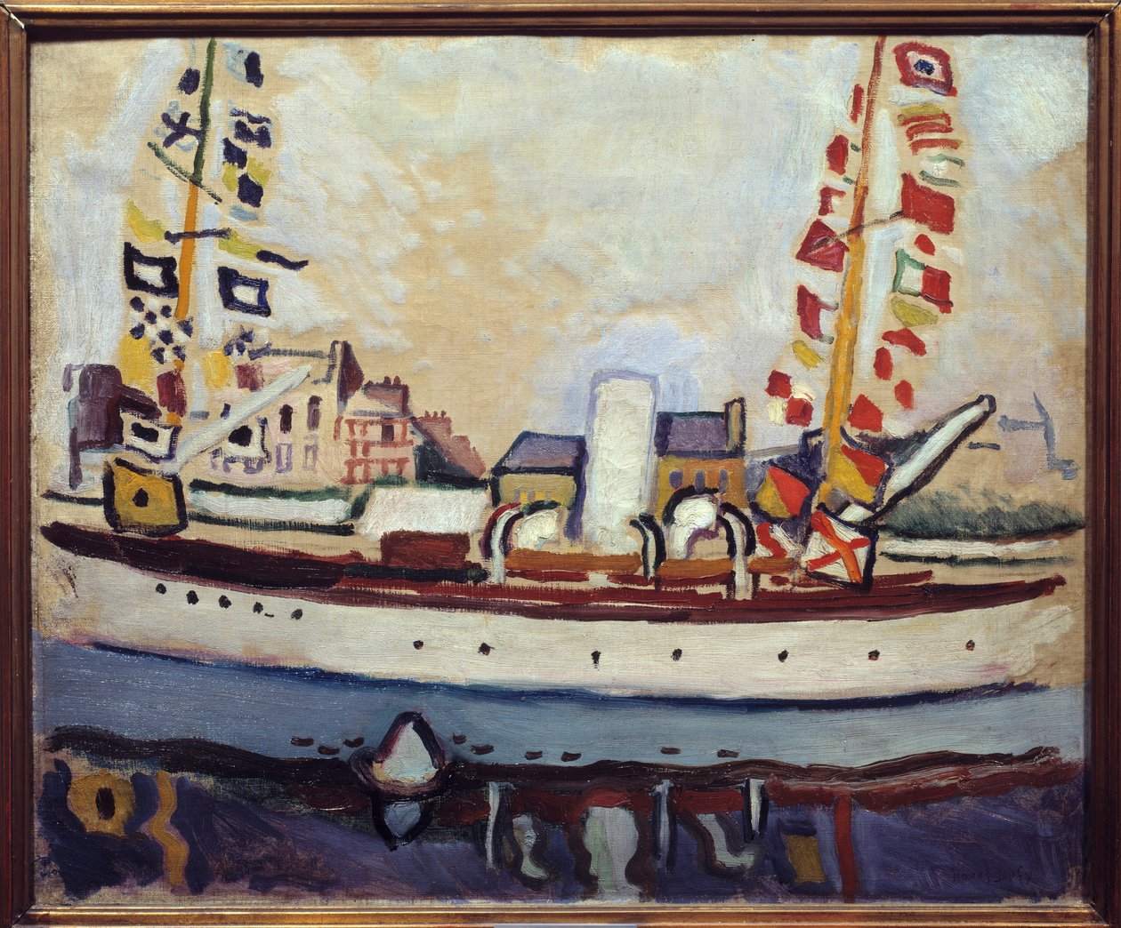防波堤船，20 世纪（布面油画） 作者 拉乌尔·杜菲