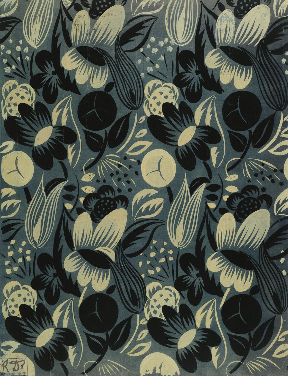 蓝色背景上的花朵; Fleurs sur Fond Bleu 作者 拉乌尔·杜菲