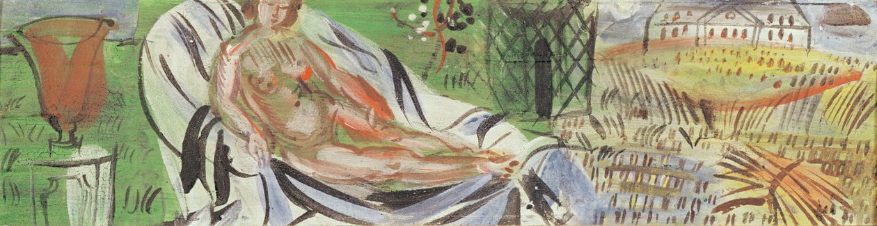 带红色花瓶的裸体（布面油画） 作者 拉乌尔·杜菲