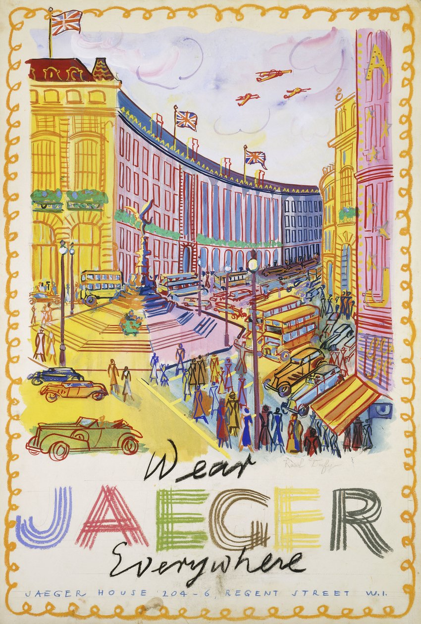 摄政街，约 1936 年（纸上水粉画） 作者 拉乌尔·杜菲