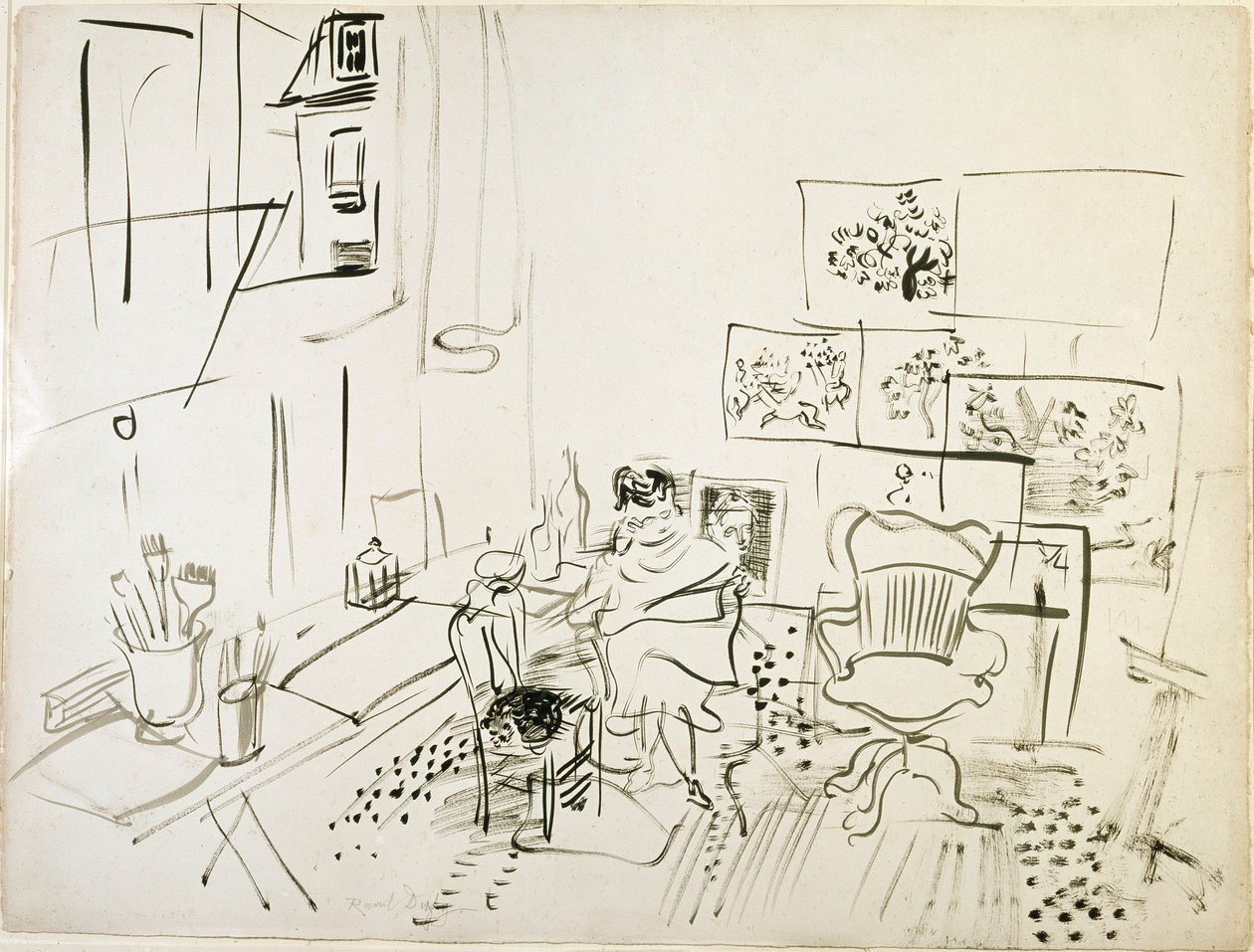 拉乌尔-杜菲（1877-1953）的《画家工作室》素描 纽约，现代艺术博物馆 作者 拉乌尔·杜菲