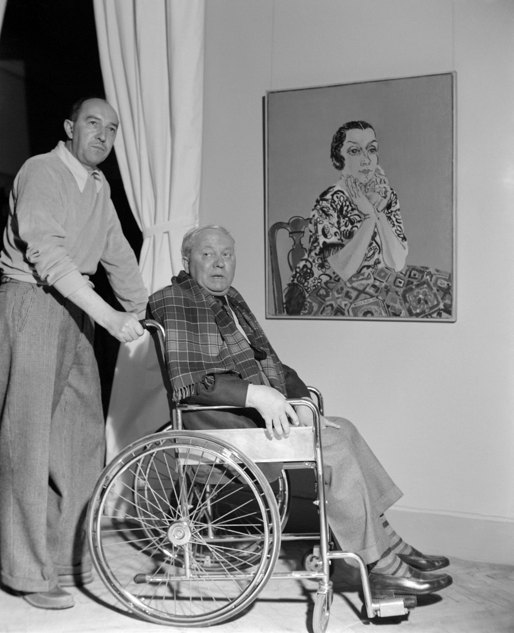 画家拉乌尔-杜菲在威尼斯（坐在轮椅上）--1952 年（黑白照片） 作者 拉乌尔·杜菲
