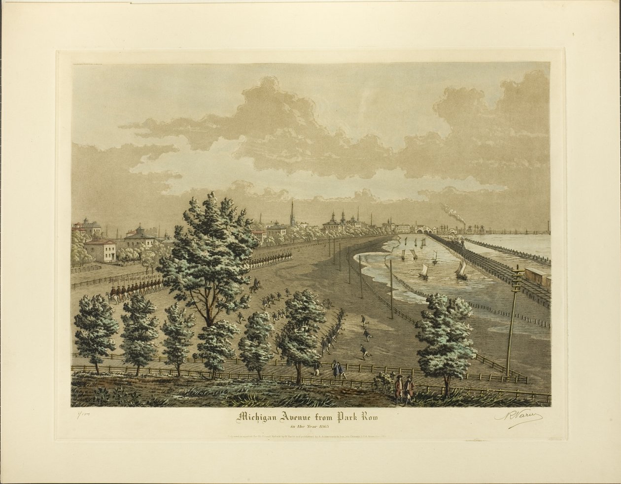 1865 年从公园路看密歇根大道 作者 拉乌尔·瓦林