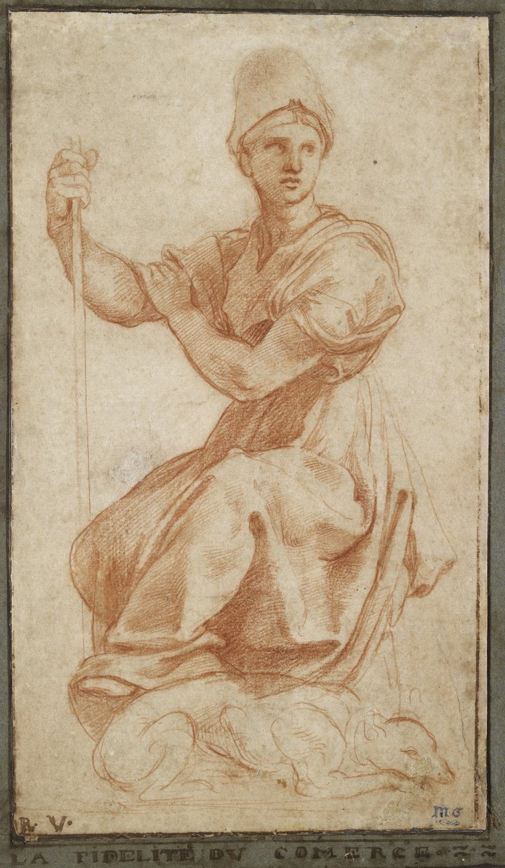 寓言女性形象（纸上的红色粉笔） 作者 拉斐尔（Raffaello Sanzio Raphael）