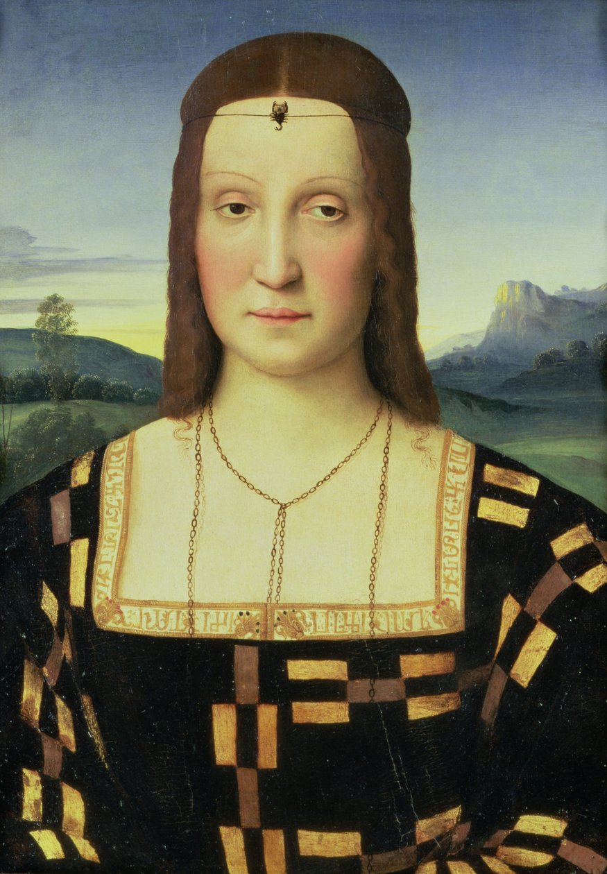 Elizabeth Gonzaga的肖像，c.1504 作者 拉斐尔（Raffaello Sanzio Raphael）
