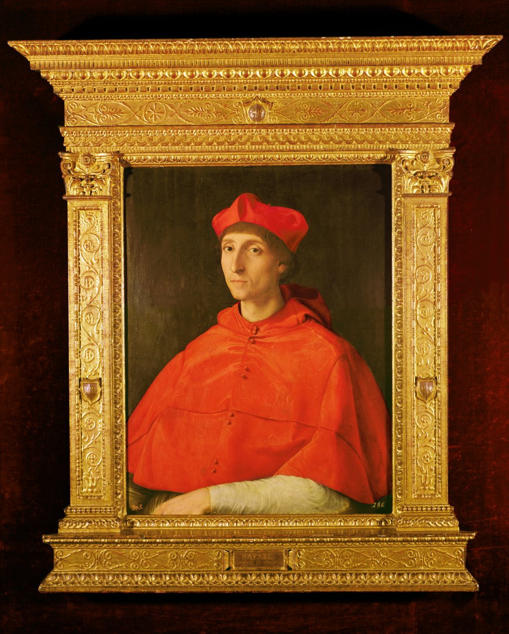 红衣主教的肖像，c.1510（木材上的油） 作者 拉斐尔（Raffaello Sanzio Raphael）