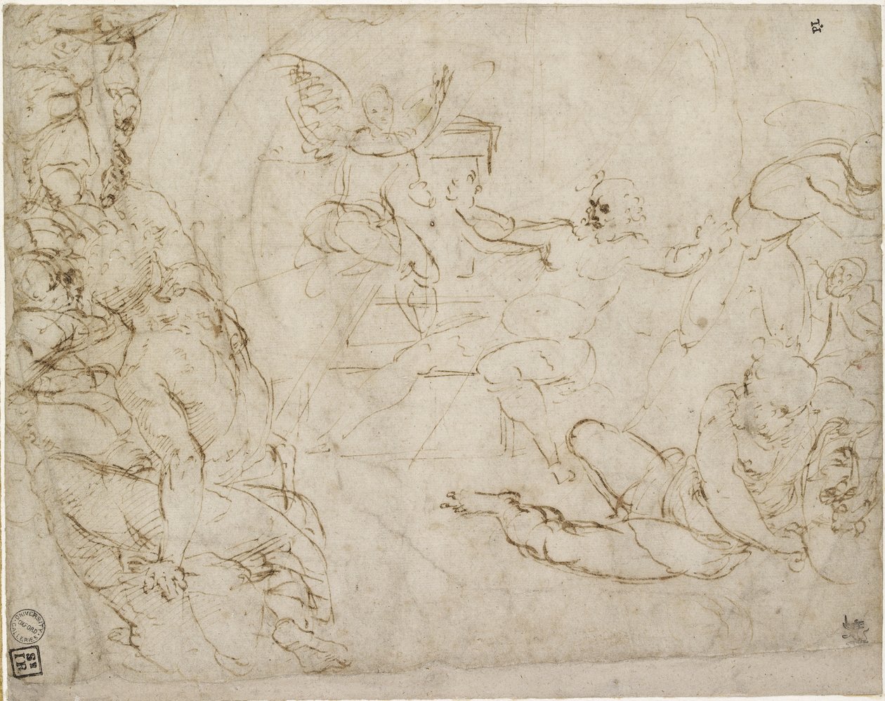 Recto：复活构图的下半部分的设计，WA1846.199 作者 拉斐尔（Raffaello Sanzio Raphael）