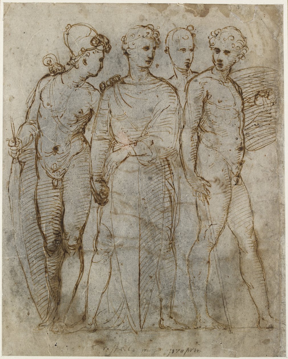 Recto：四名士兵; ，WA1846.164 作者 拉斐尔（Raffaello Sanzio Raphael）