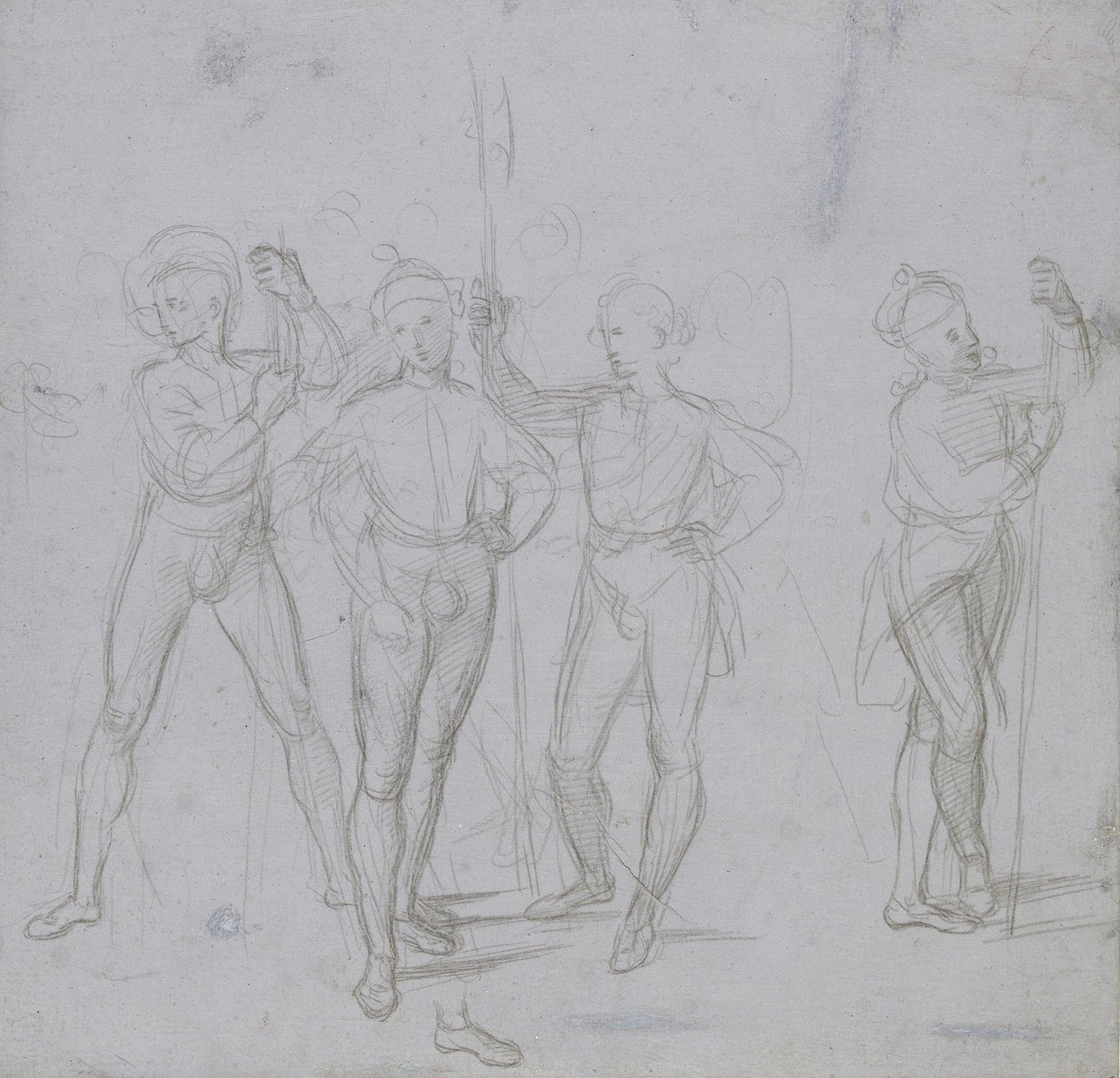 Recto：四人站立士兵，WA1846.154 作者 拉斐尔（Raffaello Sanzio Raphael）