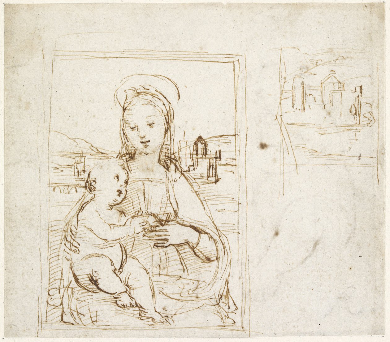 Recto：用书来研究圣母子 作者 拉斐尔（Raffaello Sanzio Raphael）