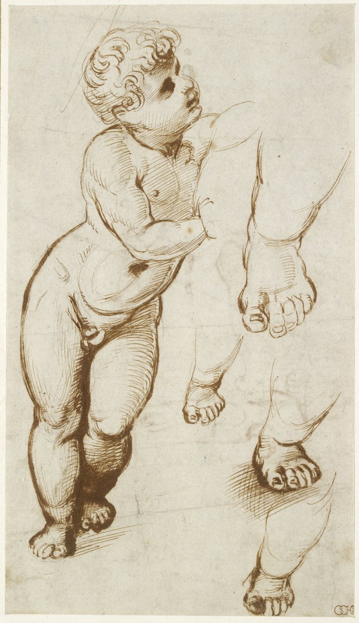 Recto：婴儿基督和其他研究，WA1855.91 作者 拉斐尔（Raffaello Sanzio Raphael）