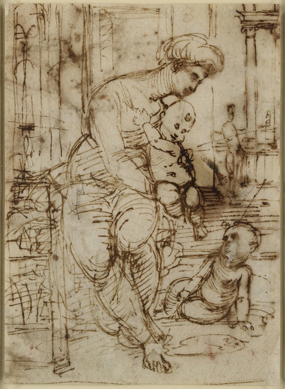 Recto：The Virgin and Child and St John，WA1846.162 作者 拉斐尔（Raffaello Sanzio Raphael）