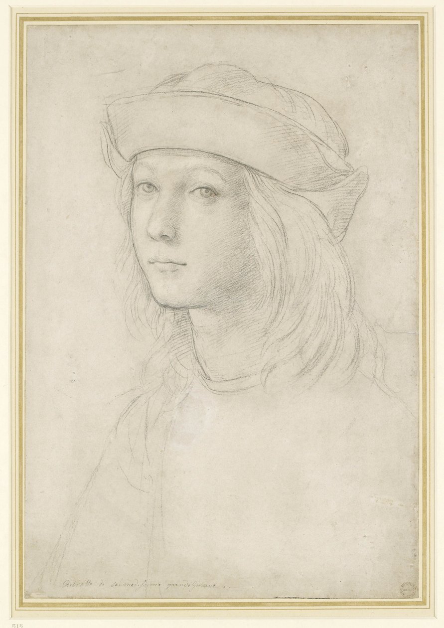 自画像（粉笔在纸上用白色加高） 作者 拉斐尔（Raffaello Sanzio Raphael）