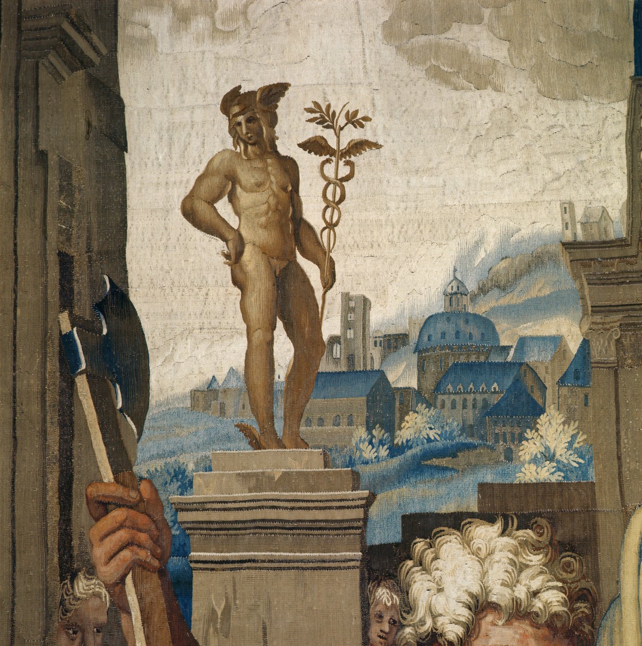 Tapestry描绘了使徒行传，Lystra的牺牲细节雕像代表神仙水星，在Philippe Behagle 1641-1705的指导下在Beauvais工坊编织， 作者 拉斐尔（Raffaello Sanzio Raphael）