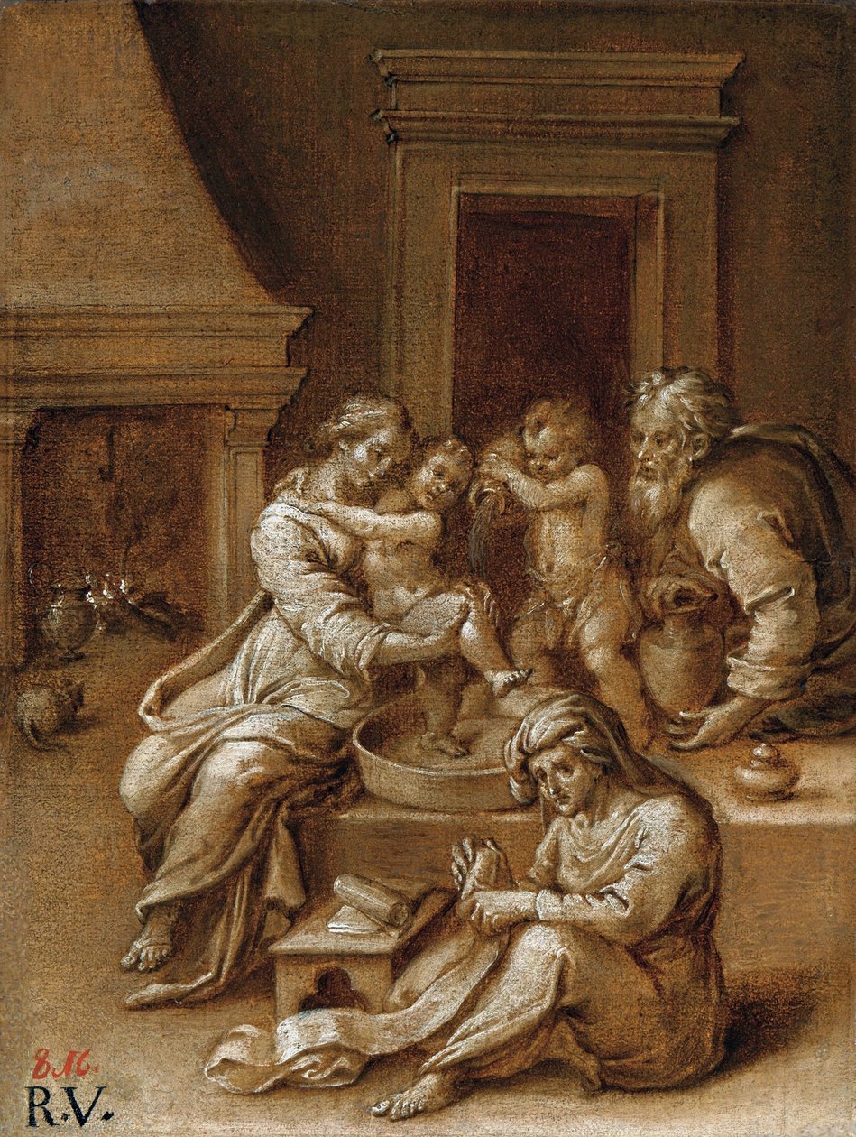 耶稣的洗澡。 作者 拉斐尔（Raffaello Sanzio Raphael）