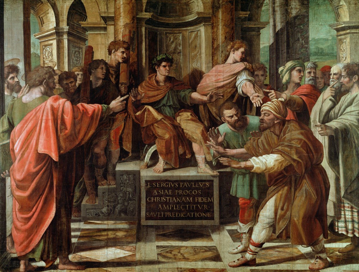 伊利马斯的致盲（西斯廷教堂的卡通片）（预恢复） 作者 拉斐尔（Raffaello Sanzio Raphael）