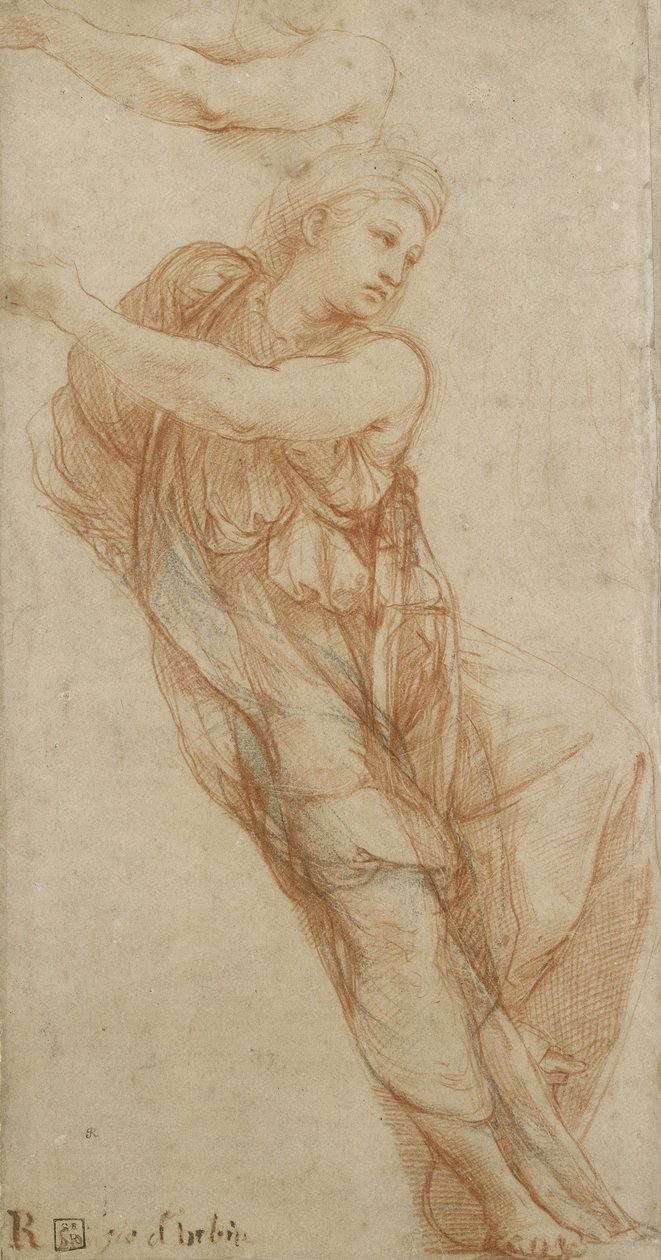 Phrygian Sibyl（红色粉笔在浅黄色纸上用一些黑色粉笔） 作者 拉斐尔（Raffaello Sanzio Raphael）