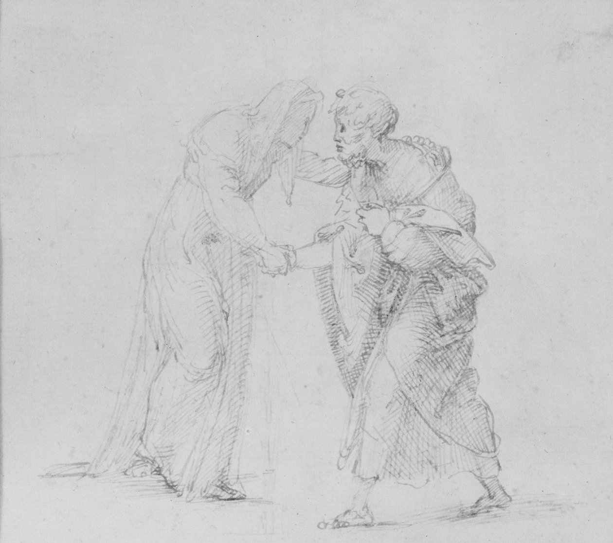 Verso：代表Joachim和Anna会议的两个数字的组成，WA1846.204 作者 拉斐尔（Raffaello Sanzio Raphael）