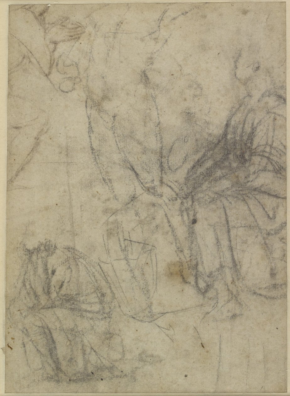 Verso：跪姿的粗略草图，WA1846.174 作者 拉斐尔（Raffaello Sanzio Raphael）