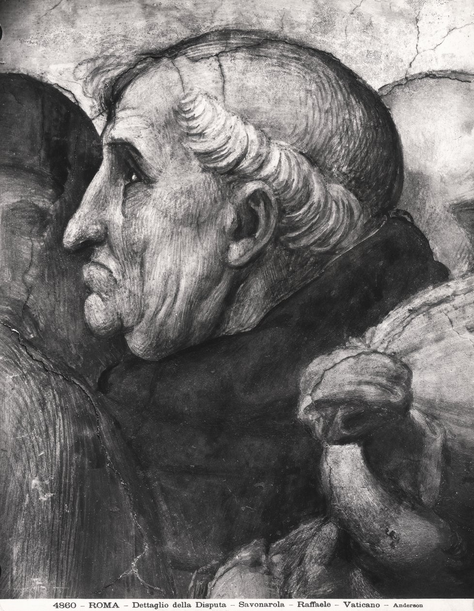 Savonarola（1452-98）的肖像来自Stanza della Segnatura争议，1508-11 作者 拉斐尔（Raffaello Sanzio Raphael）