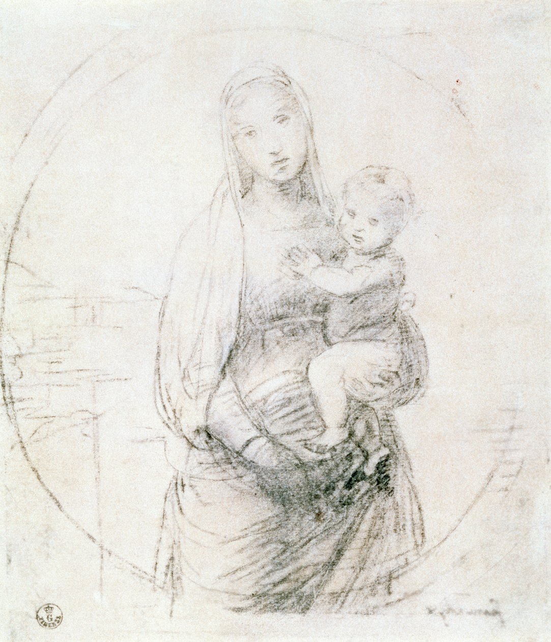 研究麦当娜和儿童（粉笔） 作者 拉斐尔（Raffaello Sanzio Raphael）