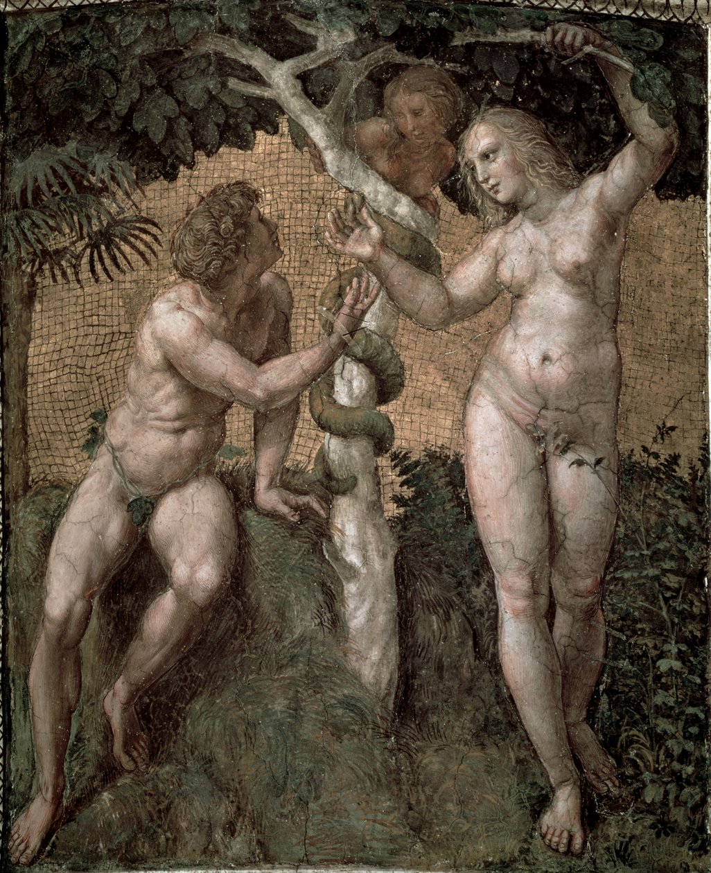 亚当和夏娃，来自Stanza della Segnatura，c.1508-11 作者 拉斐尔（Raffaello Sanzio Raphael）