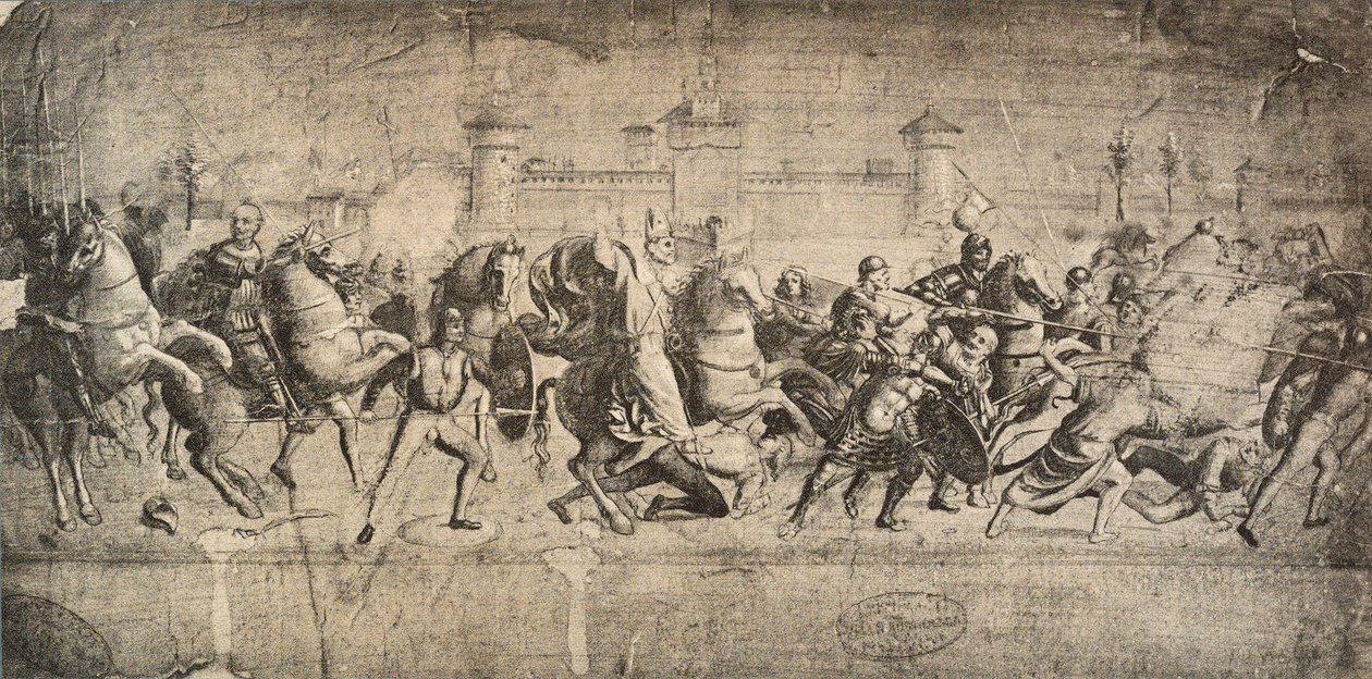 骑士在战斗中;拉斐尔画的。 Gallerie dellAccademia，威尼斯 作者 拉斐尔（Raffaello Sanzio Raphael）