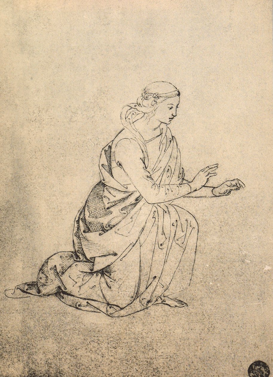 女性人物跪着;拉斐尔画的。 Gallerie dellAccademia，威尼斯 作者 拉斐尔（Raffaello Sanzio Raphael）