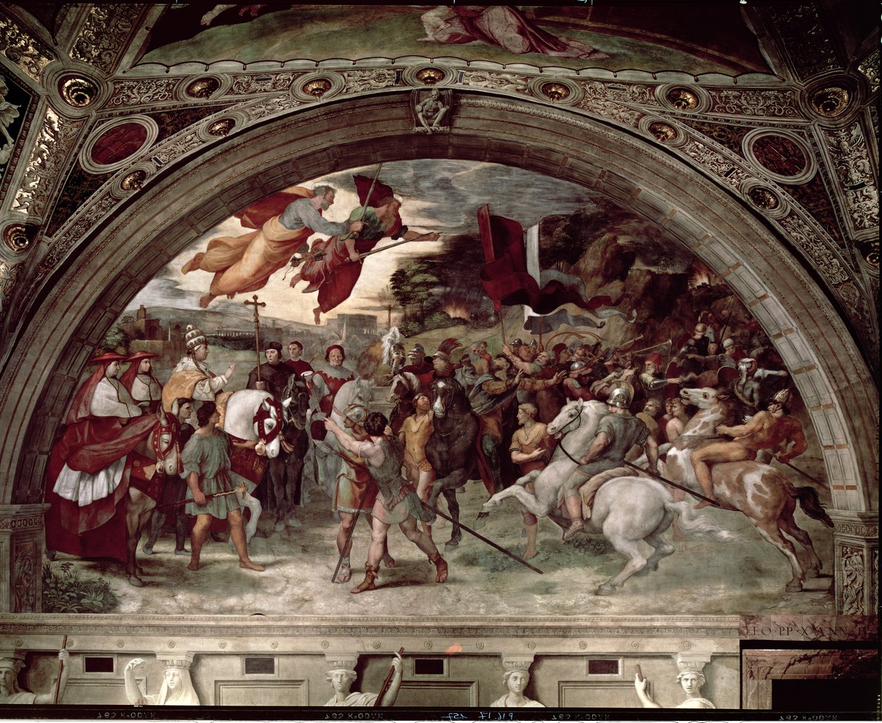 教皇利奥一世（c.390-461）驳斥阿提拉（c.406-453）1511-14 作者 拉斐尔（Raffaello Sanzio Raphael）
