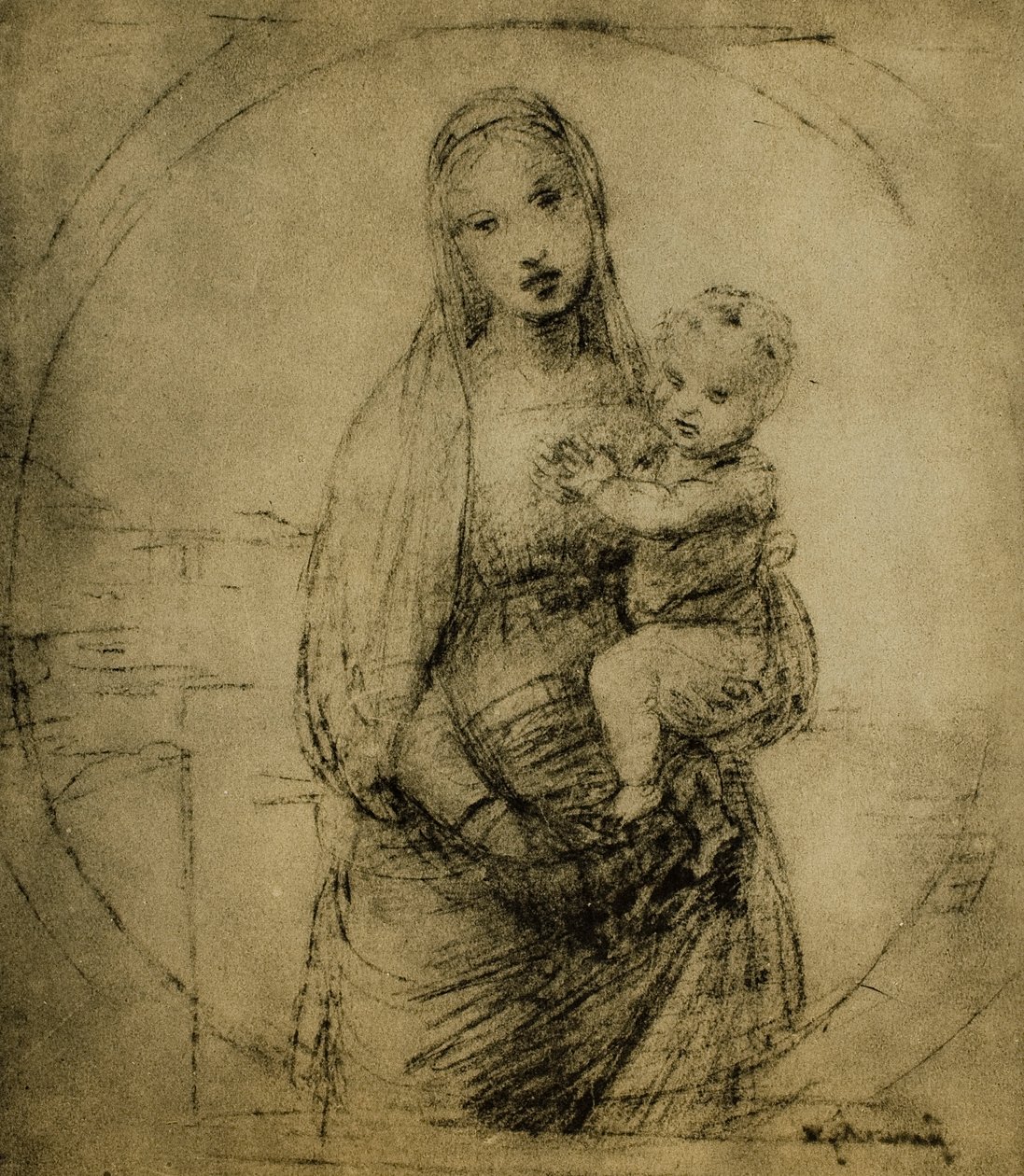 研究拉斐尔绘制的大公麦当娜。内阁图纸和版画，乌菲齐画廊，佛罗伦萨 作者 拉斐尔（Raffaello Sanzio Raphael）