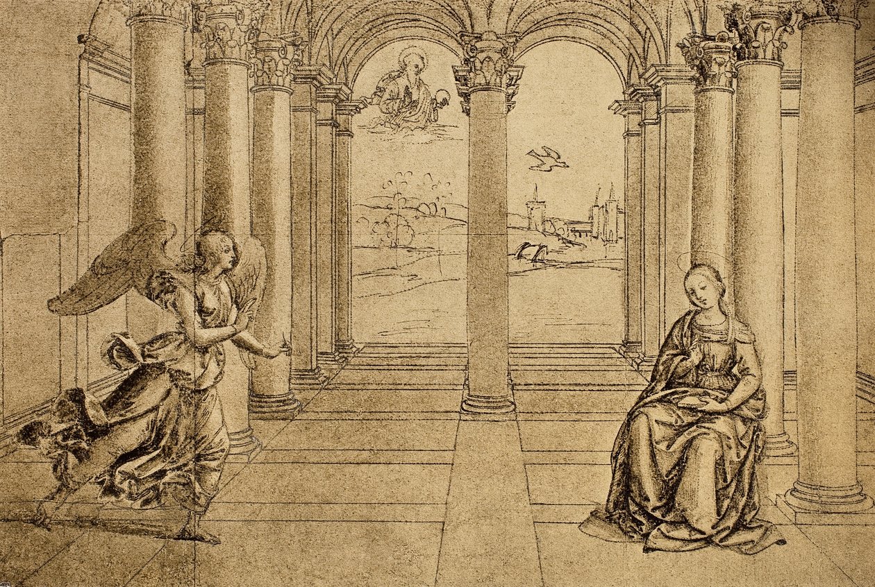 报喜;拉斐尔画的。巴黎的卢浮宫 作者 拉斐尔（Raffaello Sanzio Raphael）